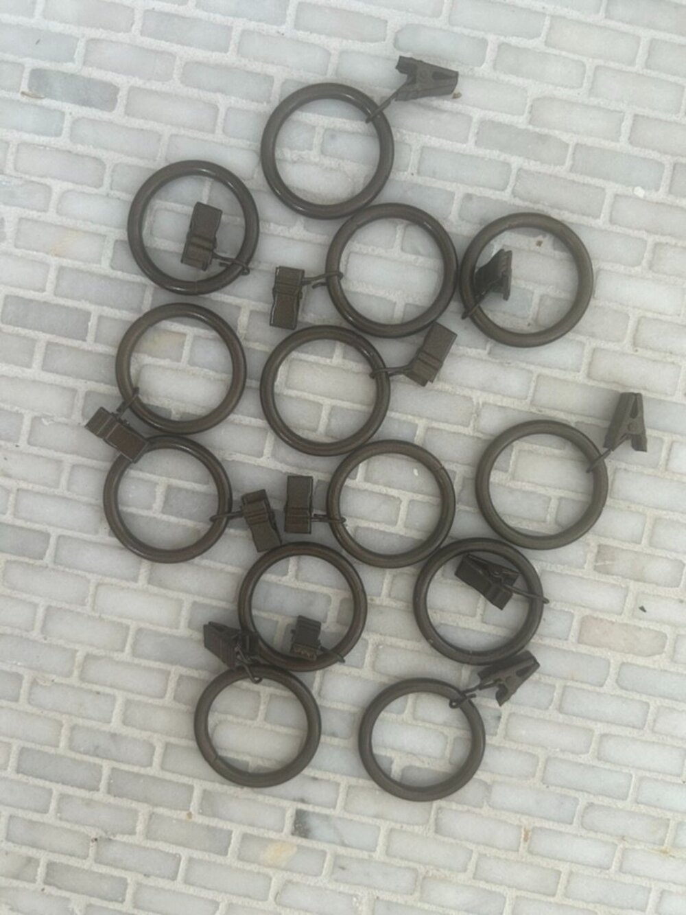 Set of 12 copper colored shower hooks (or belt hooks)